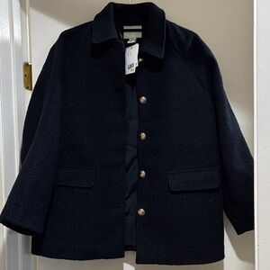 H&M Navy Blue Boucle Coat